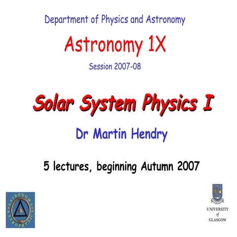 Comprehensive Introduction to Solar System Physics and Planetary ...