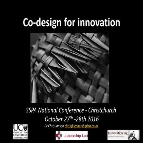 Co-Design for innovation - Keynote address @ SSPA (Social Service Providers Aotearoa)