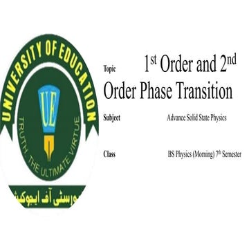 1st AND 2nd ORDER PHASE TRANSITION