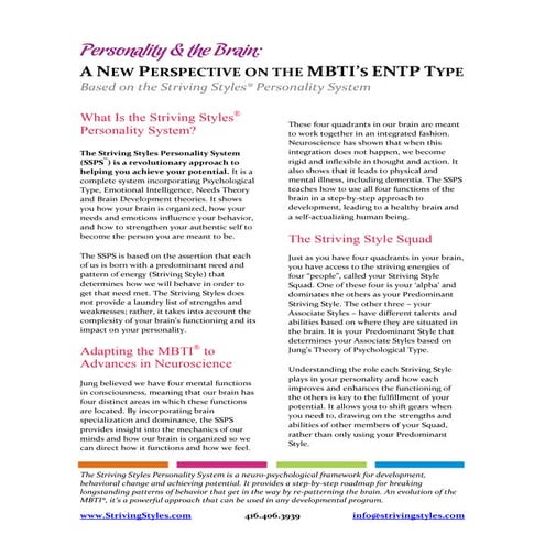 Personality & the Brain: A new perspective on the ENTP | PDF