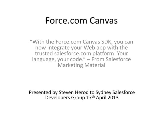 Force.com Canvas - a Quick Introduction
