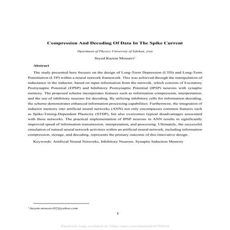 Compression And Decoding Of Data In The Spike Current | PDF