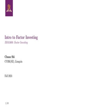 Comprehensive Introduction to Factor Investing and Asset Pricing Models ...