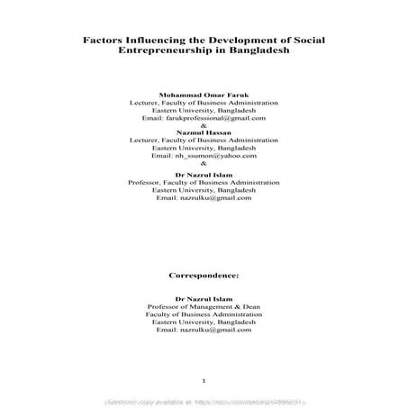 Factors Influencing the Development of Social Entrepreneurship in ...