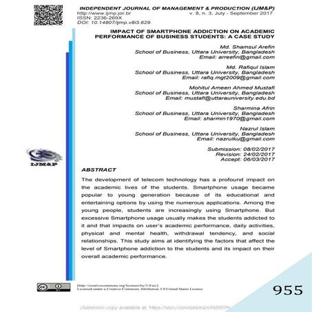 Impact of Smartphone Addiction on Academic Performance of Business ...