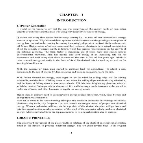 REPORT OF FOOT STEP POWER GENERATION PROJECT