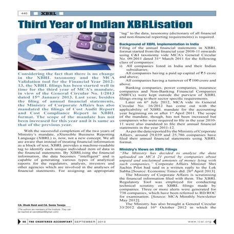 XBRL Article ICAI Journal by Vivek Baid. www.facebook.com/cavivekbaid