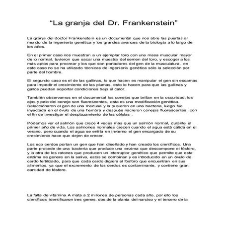  “La granja del Dr. Frankenstein”