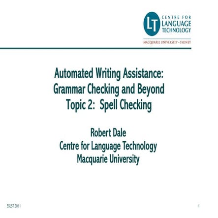 Tarragona Summer School/Automated Writing Assistance Topic 2