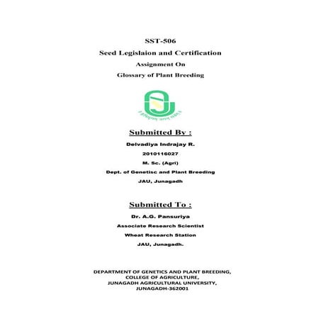 Plant breeding Glossary