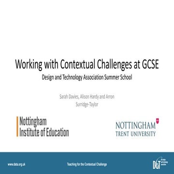 D&TA Summer School Teaching for the contextual challenge