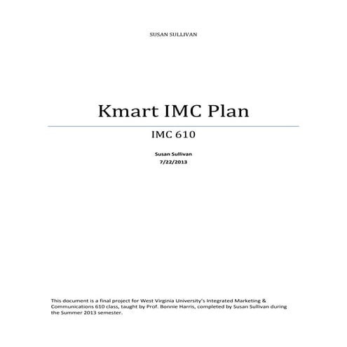IMC 610 Final Project: IMC Plan for Kmart featuring Adam Levine | PDF