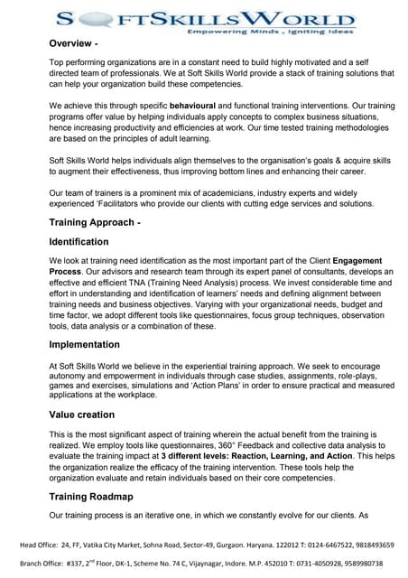 Ssw training proposal for corporates