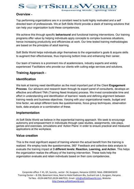 Ssw training proposal for corporates