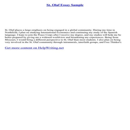 St. Olaf Essay Sample