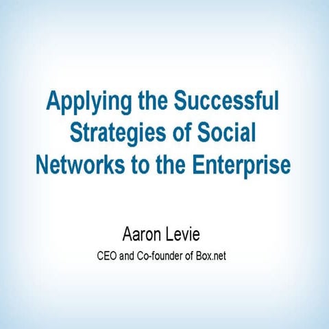 Applying the Successful Strategies of Social Networks to the Enterprise