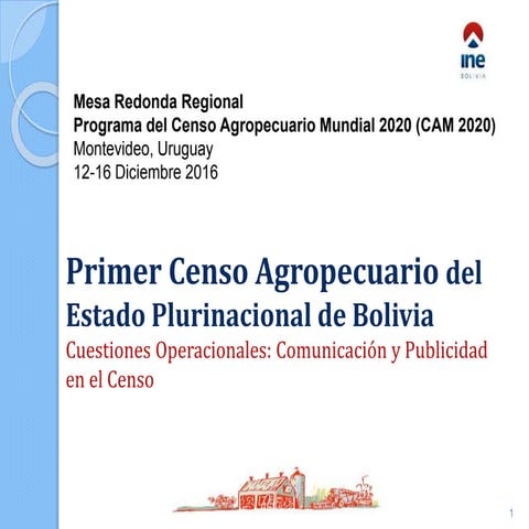 Bolivia - Comunicación y Publicidad en el Censo, Primer Censo Agropecuario de...