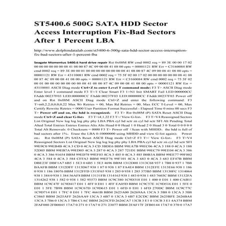 St5400.6 500 g sata hdd sector access interruption fix bad sectors after 1 pe...