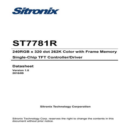 St7781 r datasheet