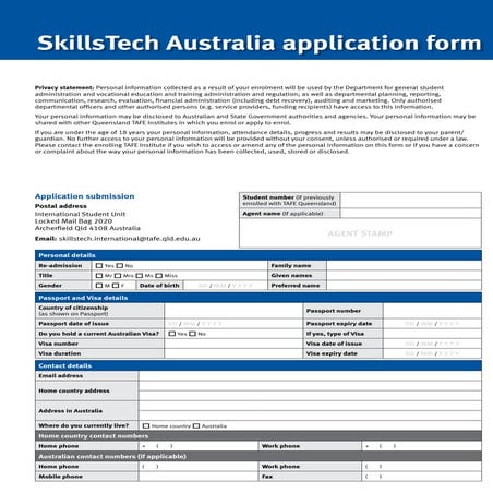 SkillsTech Australia Sta2461 application form | PDF
