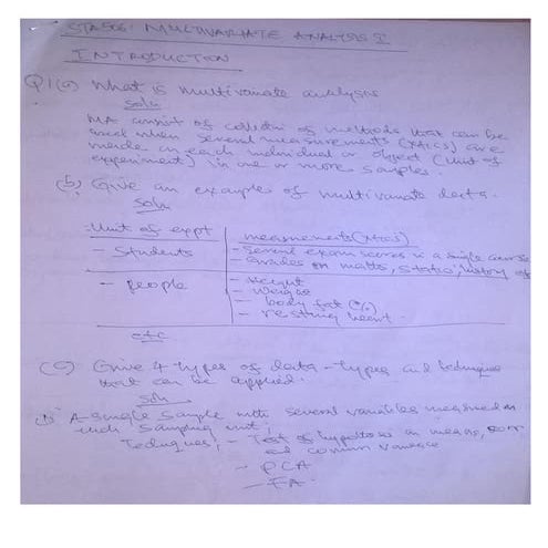 STA 506   Multivariate Analysis (MSC Statistics Class Notes) by Okoyo Collins