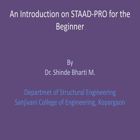 Staad-pro Introduction- for the beginner