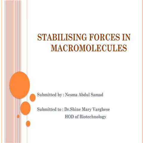 Stabilising forces in macromolecules.      .