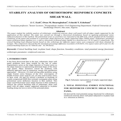 Stability analysis of orthotropic reinforce concrete shear wall