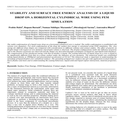 Stability and surface free energy analysis of a liquid drop on a horizontal c...