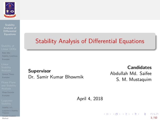 Stability of Differential Equations