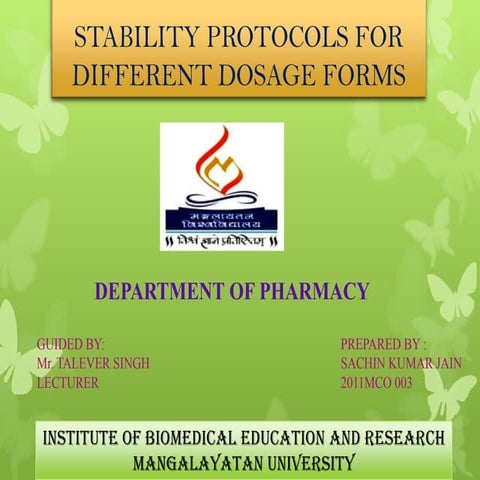 Stability protocols for different dosage forms by sachin jain