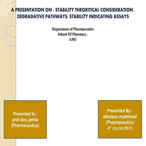Stability studies of drugs