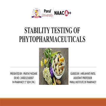 STABILITY TESTING OF PHYTOPHARMACEUTICALS