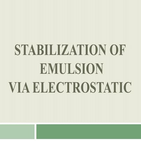 Stabilization of emulsion via electrostatic