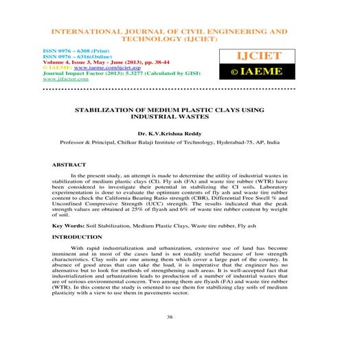 Stabilization of medium plastic clays using industrial