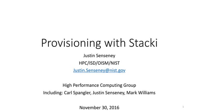 Provisioning with Stacki at NIST