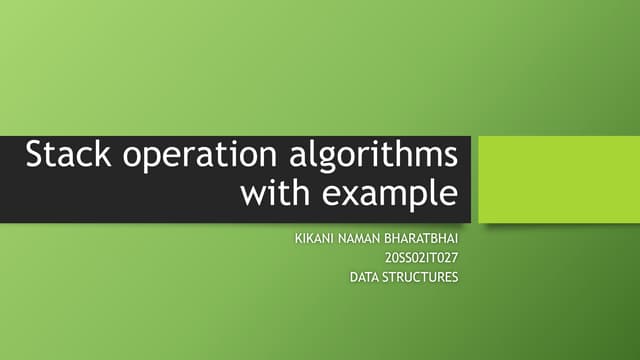 Stack operation algorithms with example | PPTX | Programming Languages ...