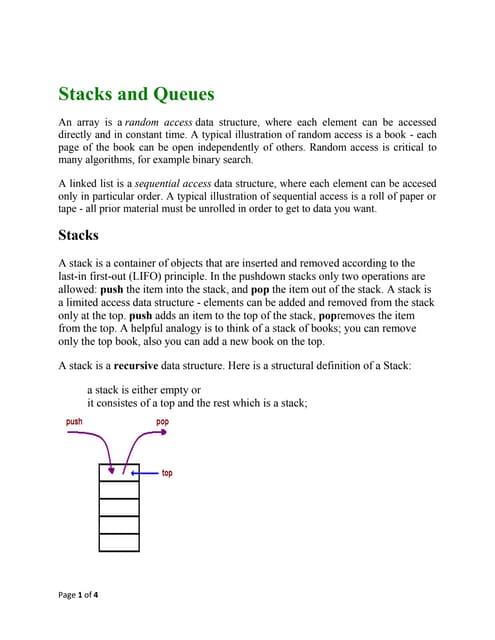 Stacks and queues