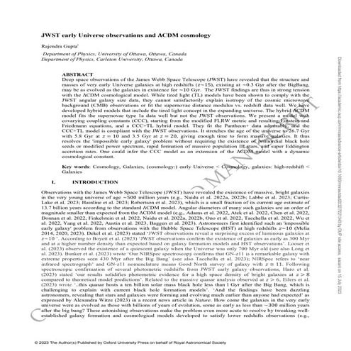 JWST early Universe observations and 𝚲CDM cosmology