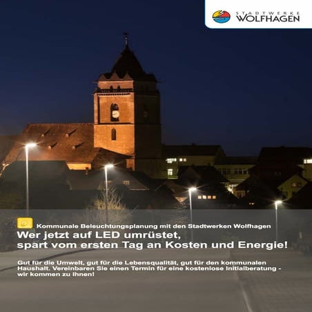 Stadtwerke Wolfhagen: LED-Strassenbeleuchtung Umrüstung Modernisierung Energi...