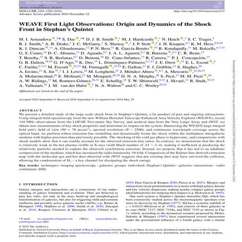 WEAVE First Light Obser v ations: Origin and Dynamics of the Shock Front in S...