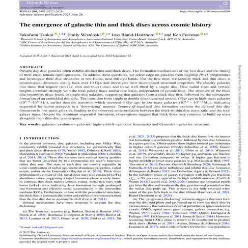The emergence of galactic thin and thick discs across cosmic history
