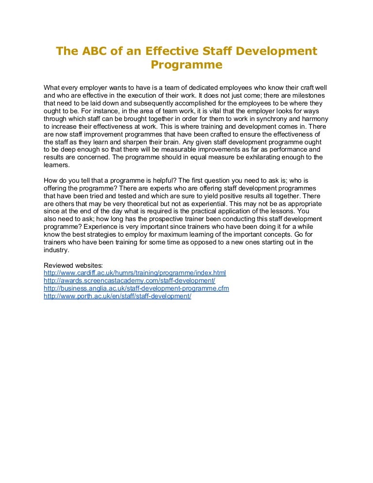 Staff Development Programme