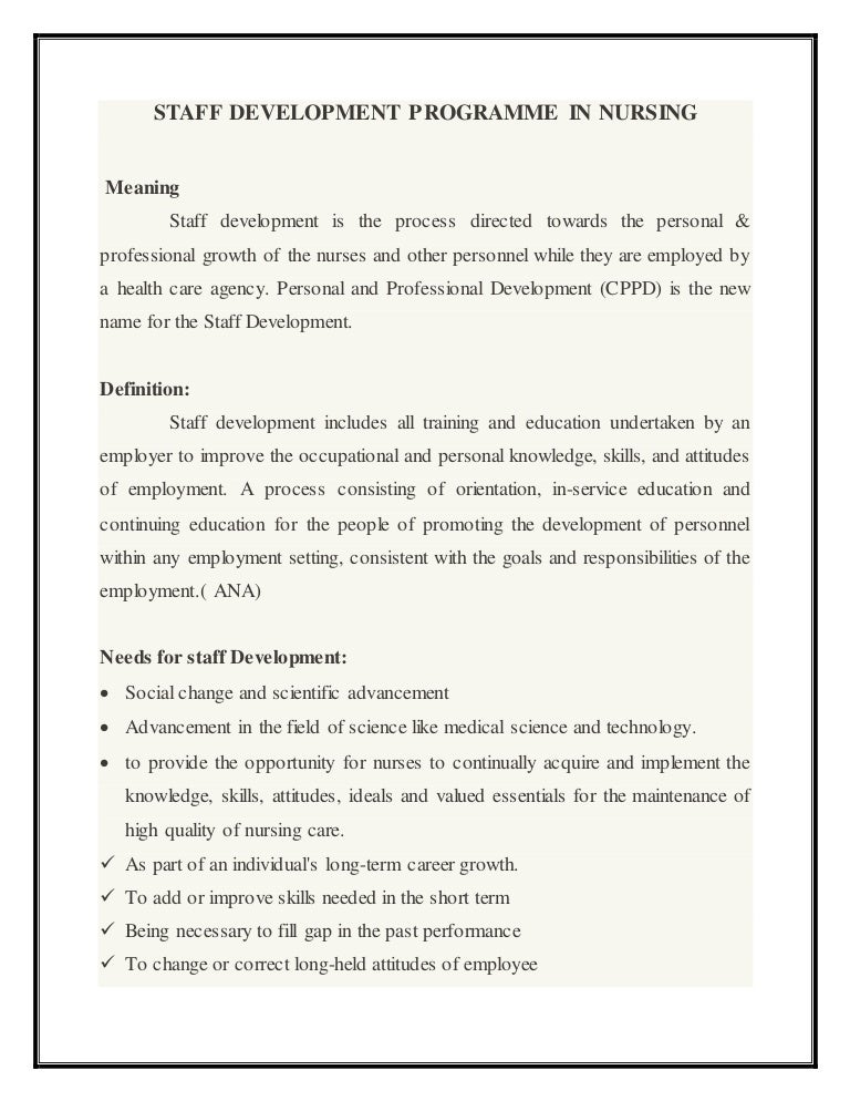 Staff Development programme in nursing