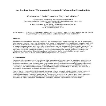 An Exploration of Volunteered Geographic Information stakeholders