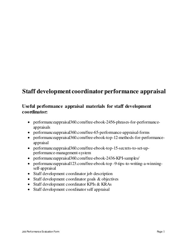 Staff Development Coordinator Performance Appraisal