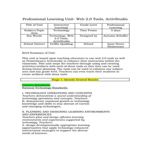 Staff development unit framework