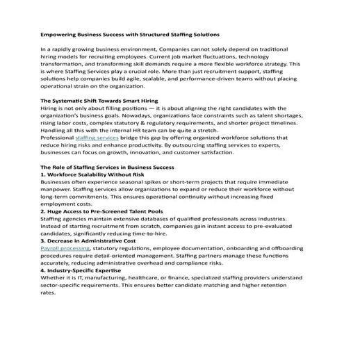 Empowering Business Success with Structured Staffing Solutions | PDF