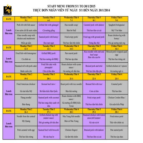 Staff menu january2015
