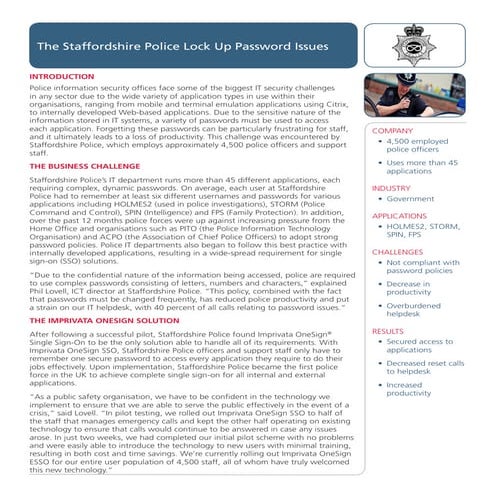 Staffordshire Police Success Story